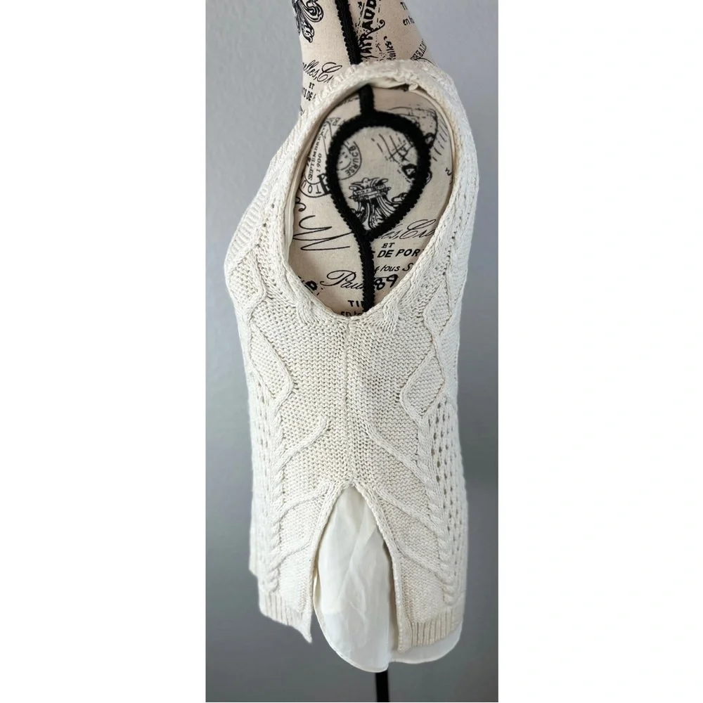 Anthropologie Moth Cream Knitted Sweater Vest, size Medium - Picture 2 of 8